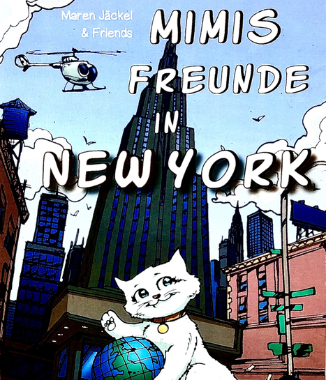 Eine weiße Hauskatze besucht ihren Freund Comic Cat in New York und erlebt Spannendes!